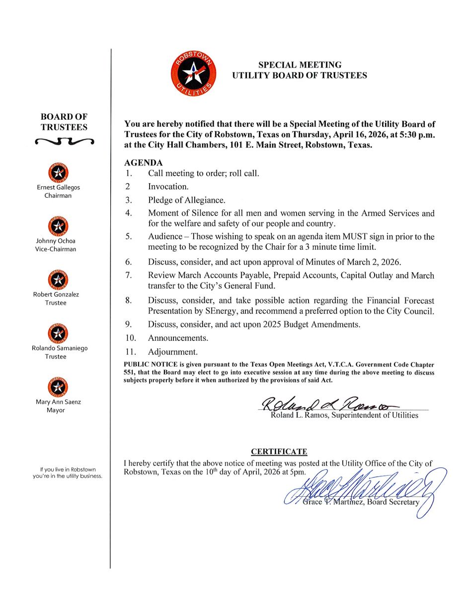 Special Board Meeting 4-17-2026